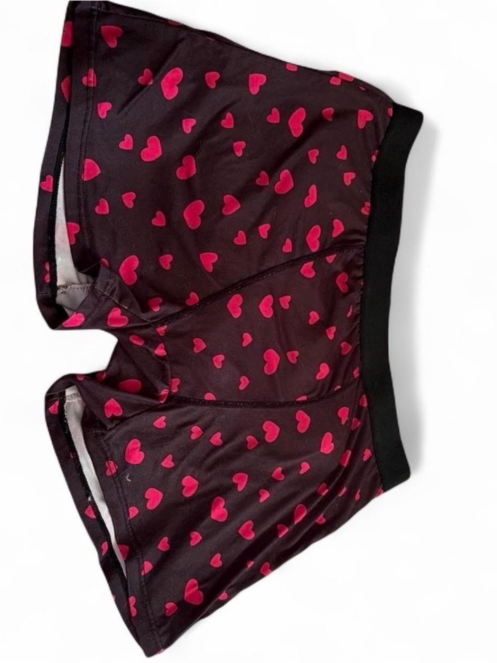 Women’s Heart-Print Boxer Briefs - Black with Pink Hearts